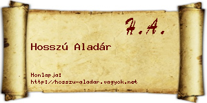 Hosszú Aladár névjegykártya